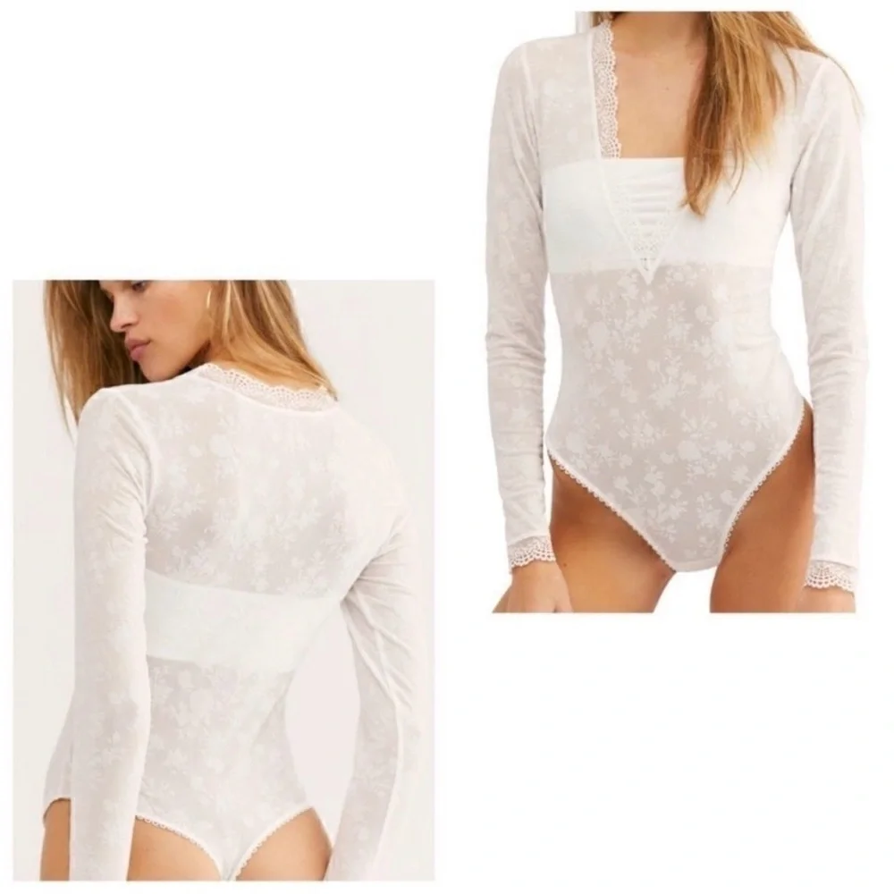 NWT Free People “Babes in Bandeau” Mesh Bodysuit